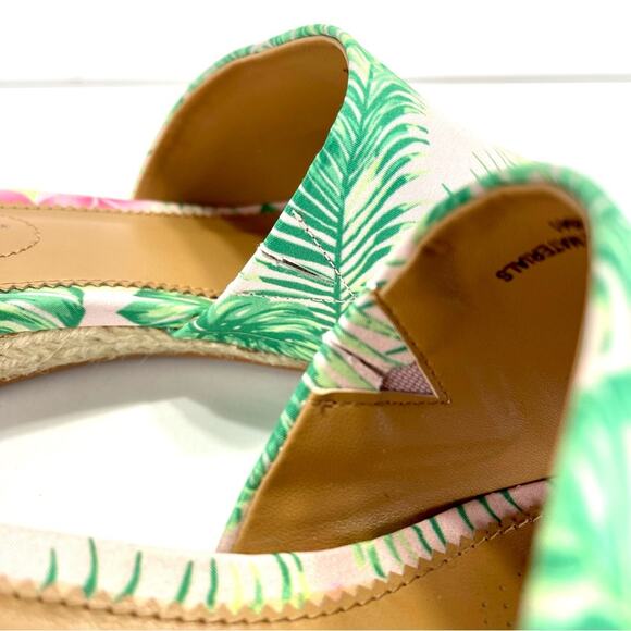 Comfortview Capri Wedge Slide Sandal Sz 8 WW Green & Pink Floral Espadrille New - Picture 11 of 16